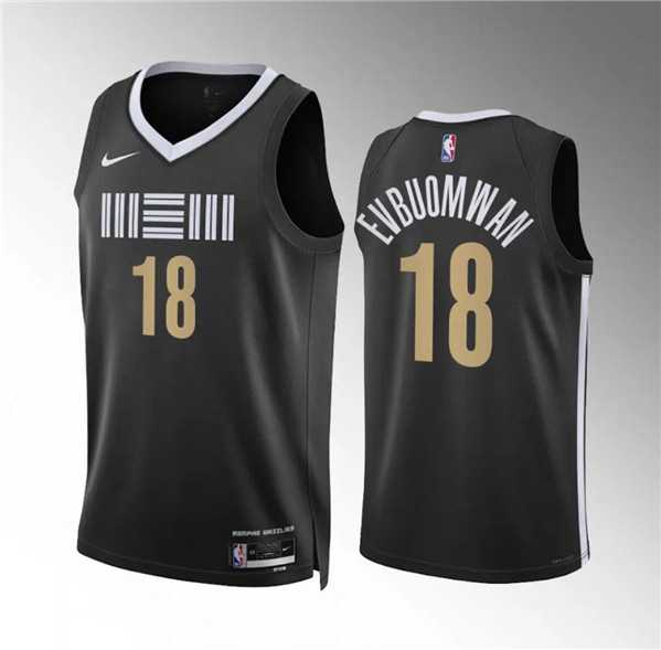 Men%27s Memphis Grizzlies #18 Tosan Evbuomwan Black 2023-24 City Edition Stitched Jersey Dzhi